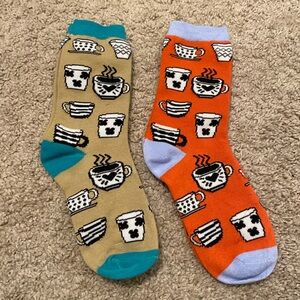 NWOT FUN SOCKS- Adult Unisex Socks- 2 pairs Coffee Theme Size 7 to 10